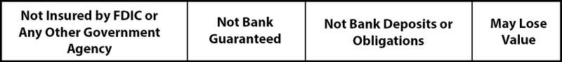 Not Insured by FDIC or Any Other Government Agency | Not Bank Guaranteed | Not Bank Deposits or Obligations | May Lose Value